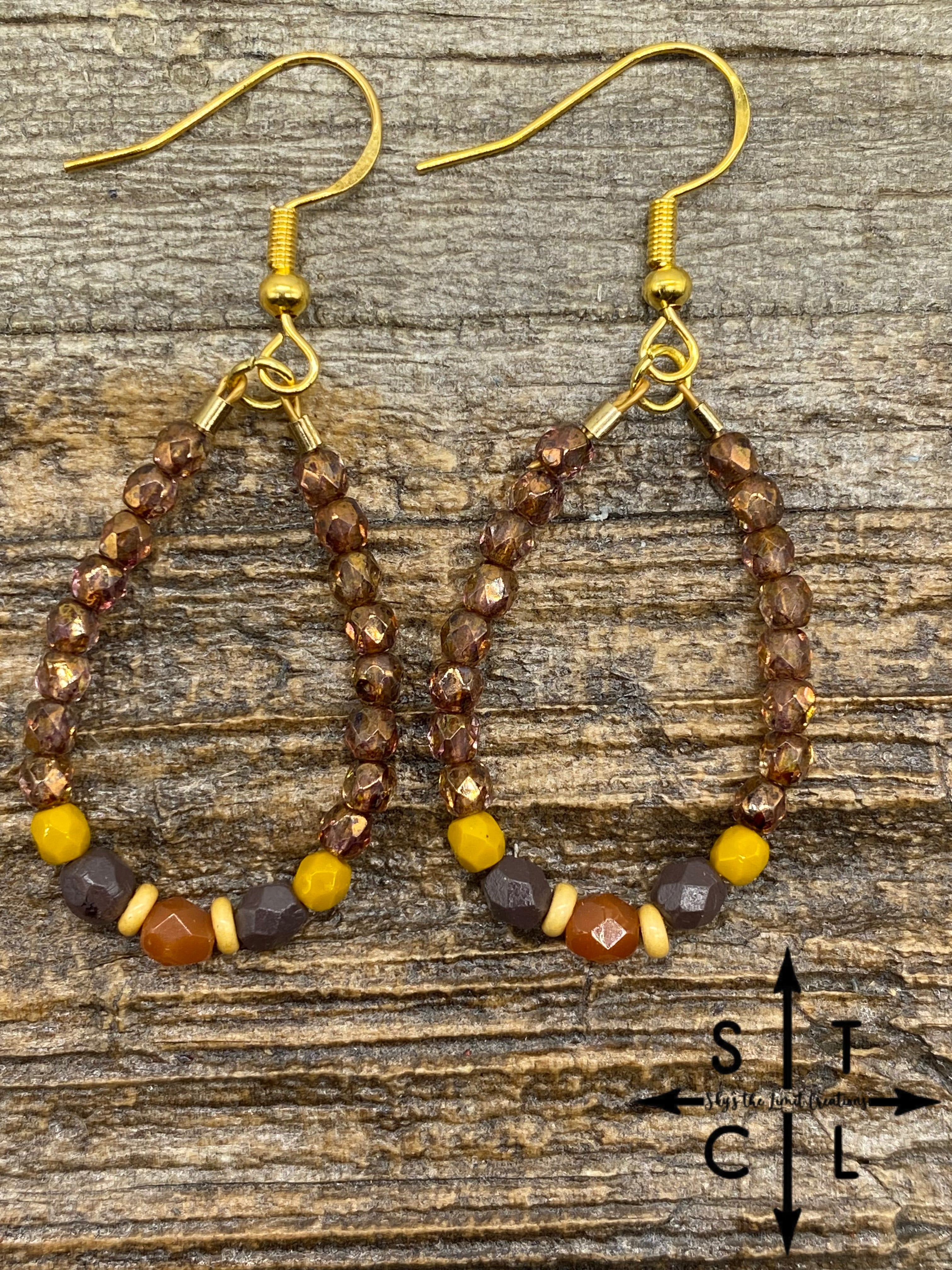 Mini Crystal Teardrop Brown Mustard Bone Orange