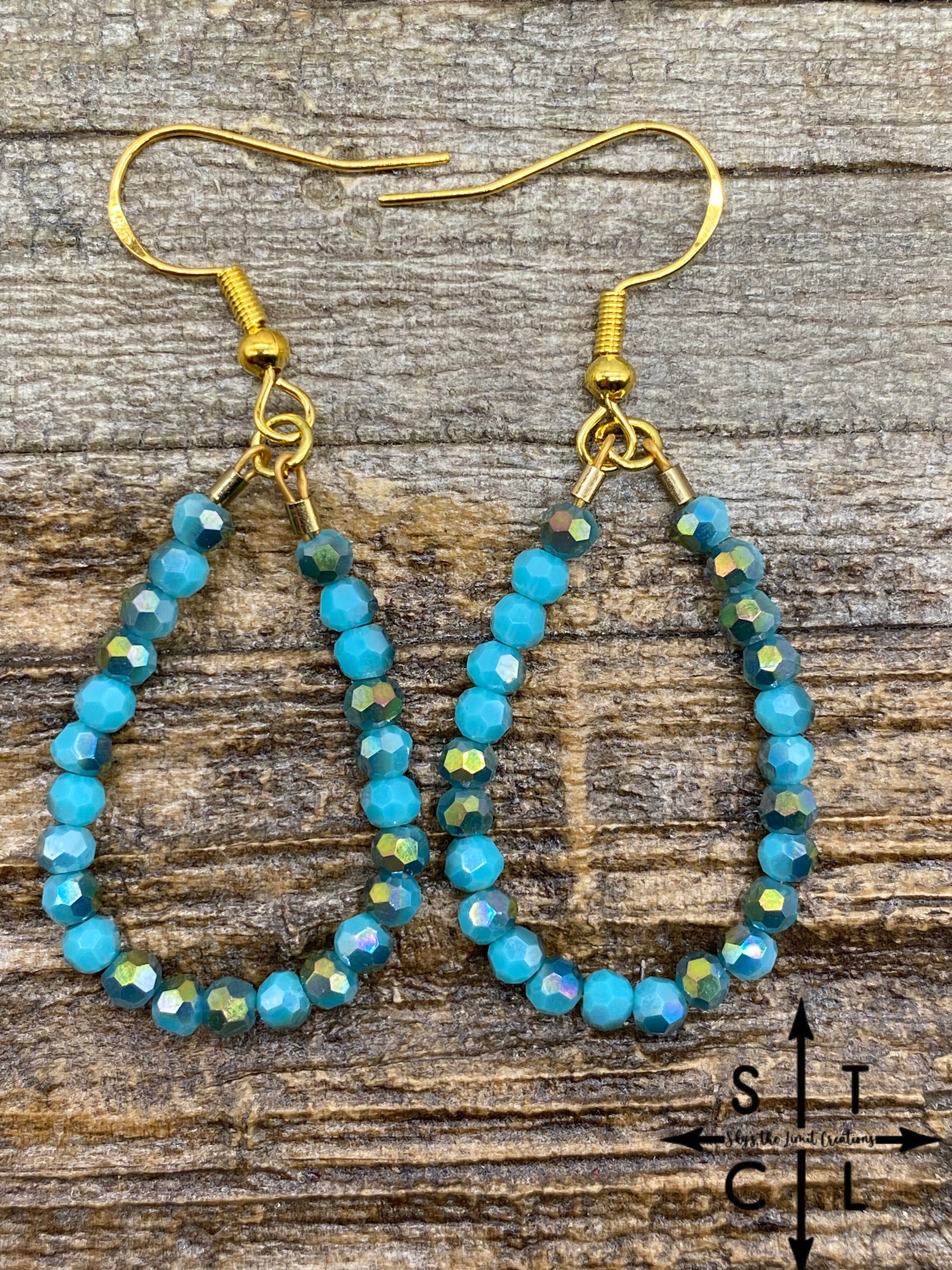 Mini Crystal Teardrop Turquoise on Gold