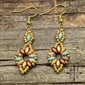Turquoise Copper Gold Apricot Picasso Bone Dallis Earrings