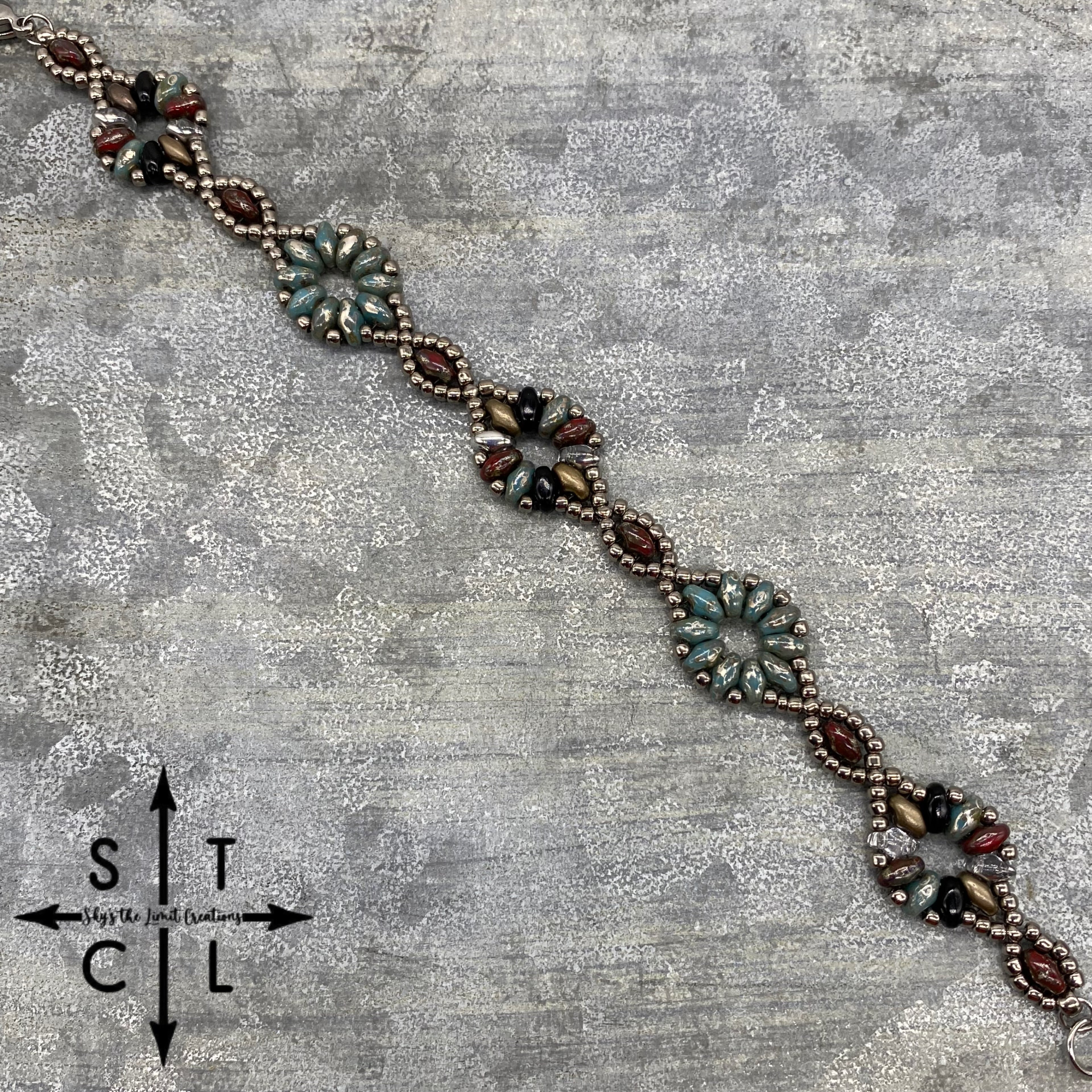 Turquoise Black Bronze Burgundy Dallis Bracelet