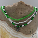 Load image into Gallery viewer, Green Pearl White Black Silver Stretchy Anklet
