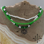 Load image into Gallery viewer, Green Pearl White Black Silver Stretchy Anklet
