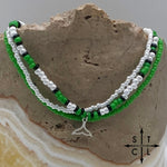 Load image into Gallery viewer, Green Pearl White Black Silver Stretchy Anklet

