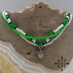 Load image into Gallery viewer, Green Pearl White Black Silver Stretchy Anklet
