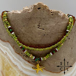 Load image into Gallery viewer, Picasso Green Brown Dark Turquoise White Gold Stretchy Anklet
