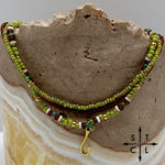 Load image into Gallery viewer, Picasso Green Brown Dark Turquoise White Gold Stretchy Anklet
