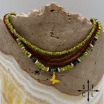 Load image into Gallery viewer, Picasso Green Brown Dark Turquoise White Gold Stretchy Anklet
