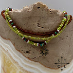 Load image into Gallery viewer, Picasso Green Brown Dark Turquoise White Gold Stretchy Anklet

