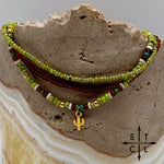 Load image into Gallery viewer, Picasso Green Brown Dark Turquoise White Gold Stretchy Anklet
