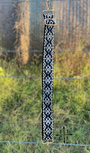 Black, Beige, Blue Boho Woven Purse Strap