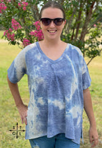 Load image into Gallery viewer, V Neck Short Sleeves Tie Dye Knit Top
