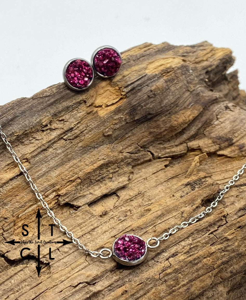 Burgundy Druzy Gift Set