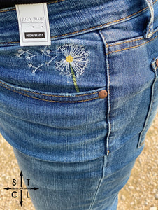 High Waisted Dandelion Embriodered Skinny