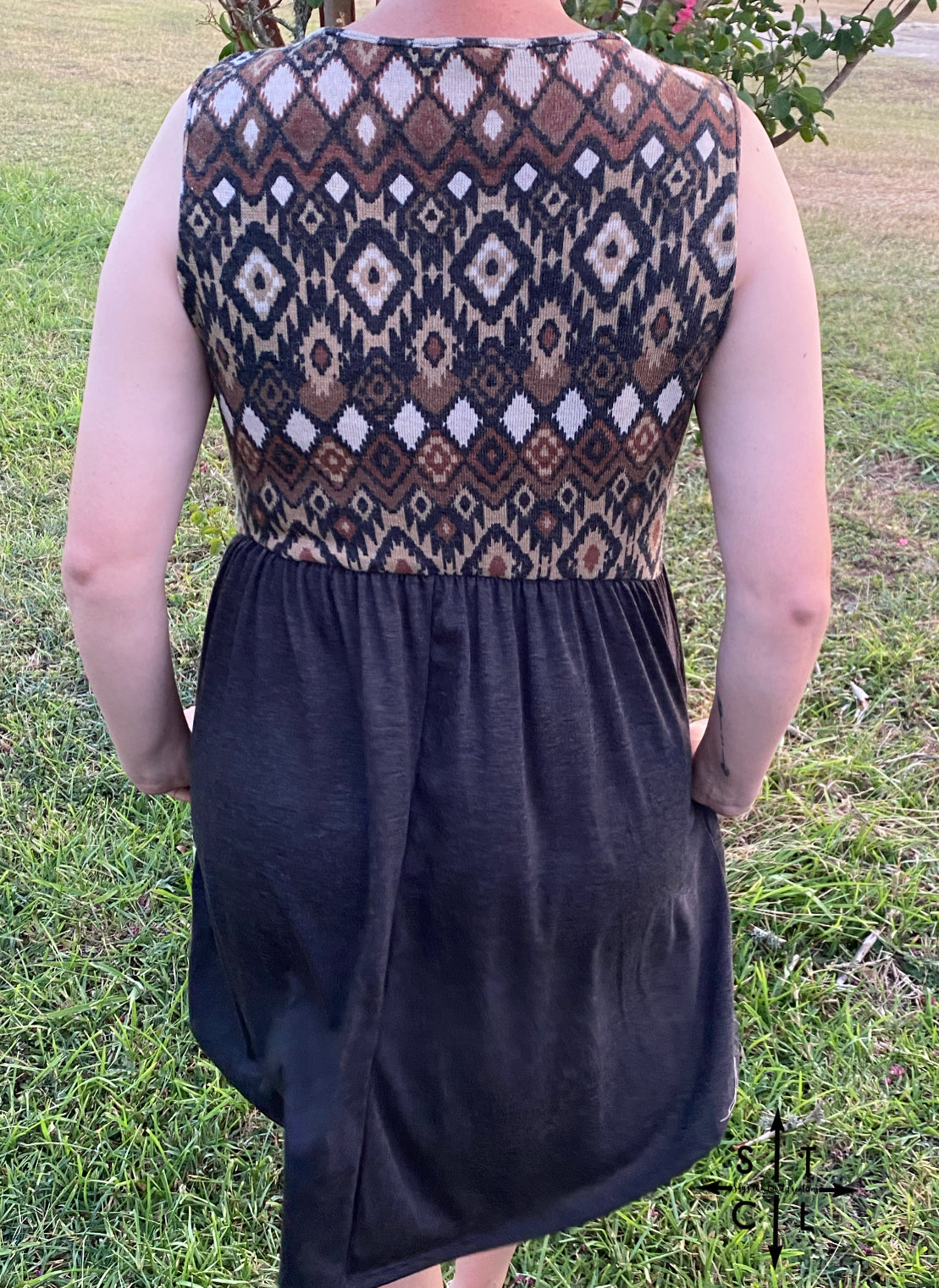 Aztec Printed Top Dress with Pockets