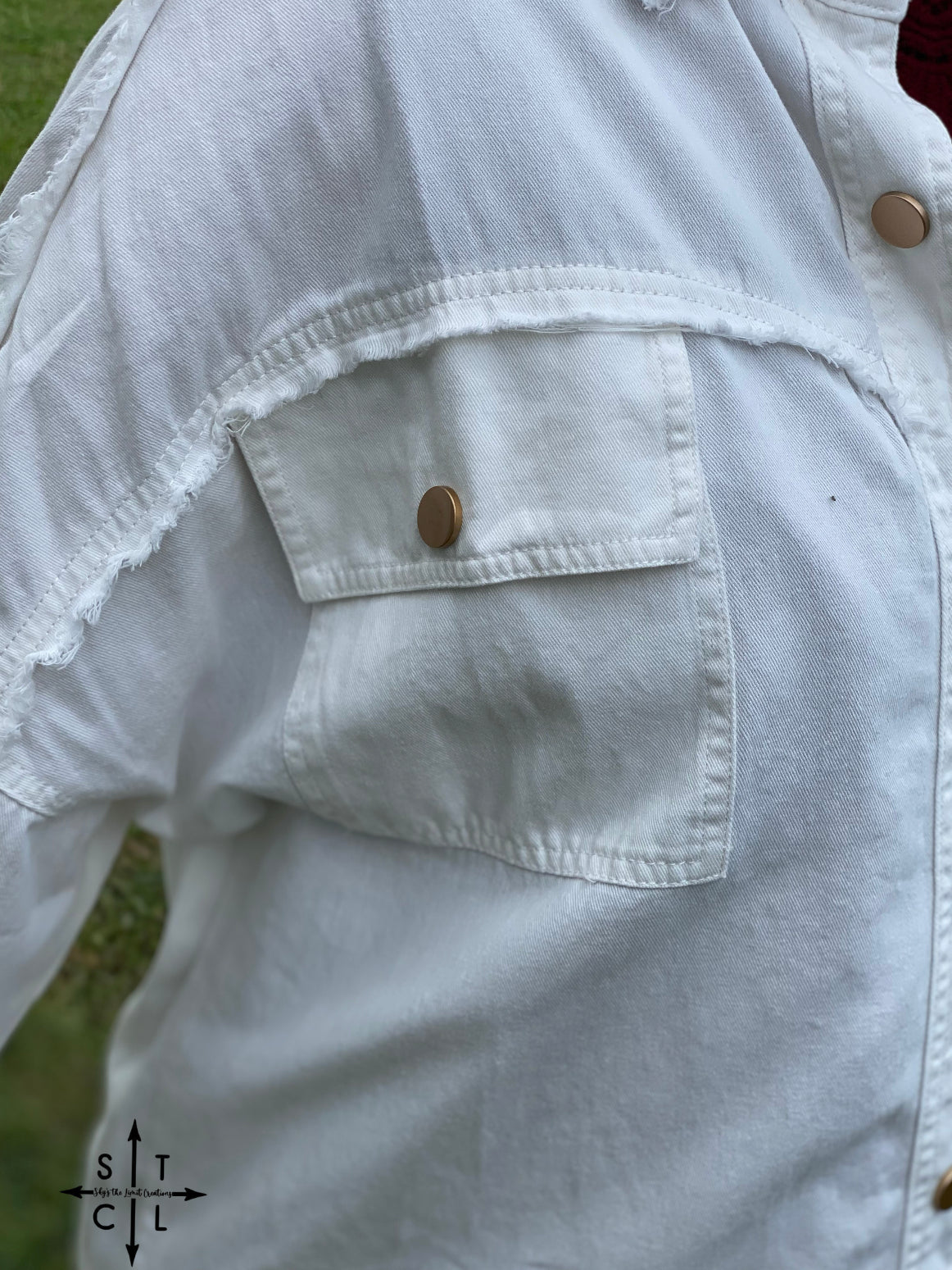 White Peace Patchwork Button Down Jacket