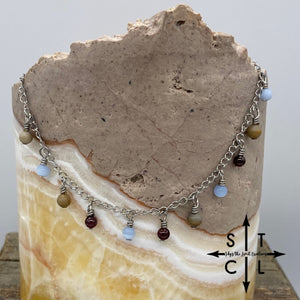 Light Blue Tan Garnet Katy Anklet