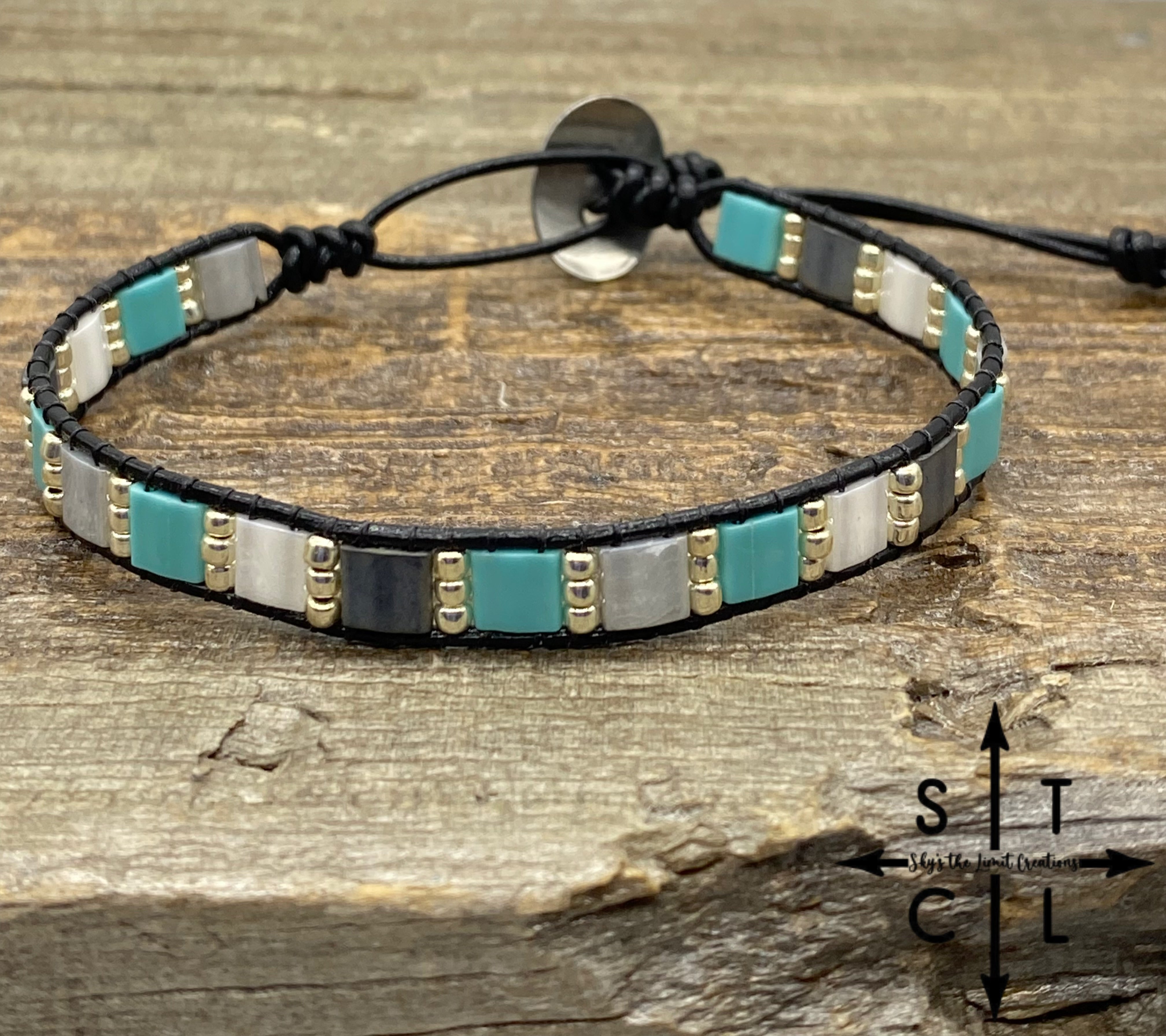 Turquoise Matte Silver White Kari Bracelet