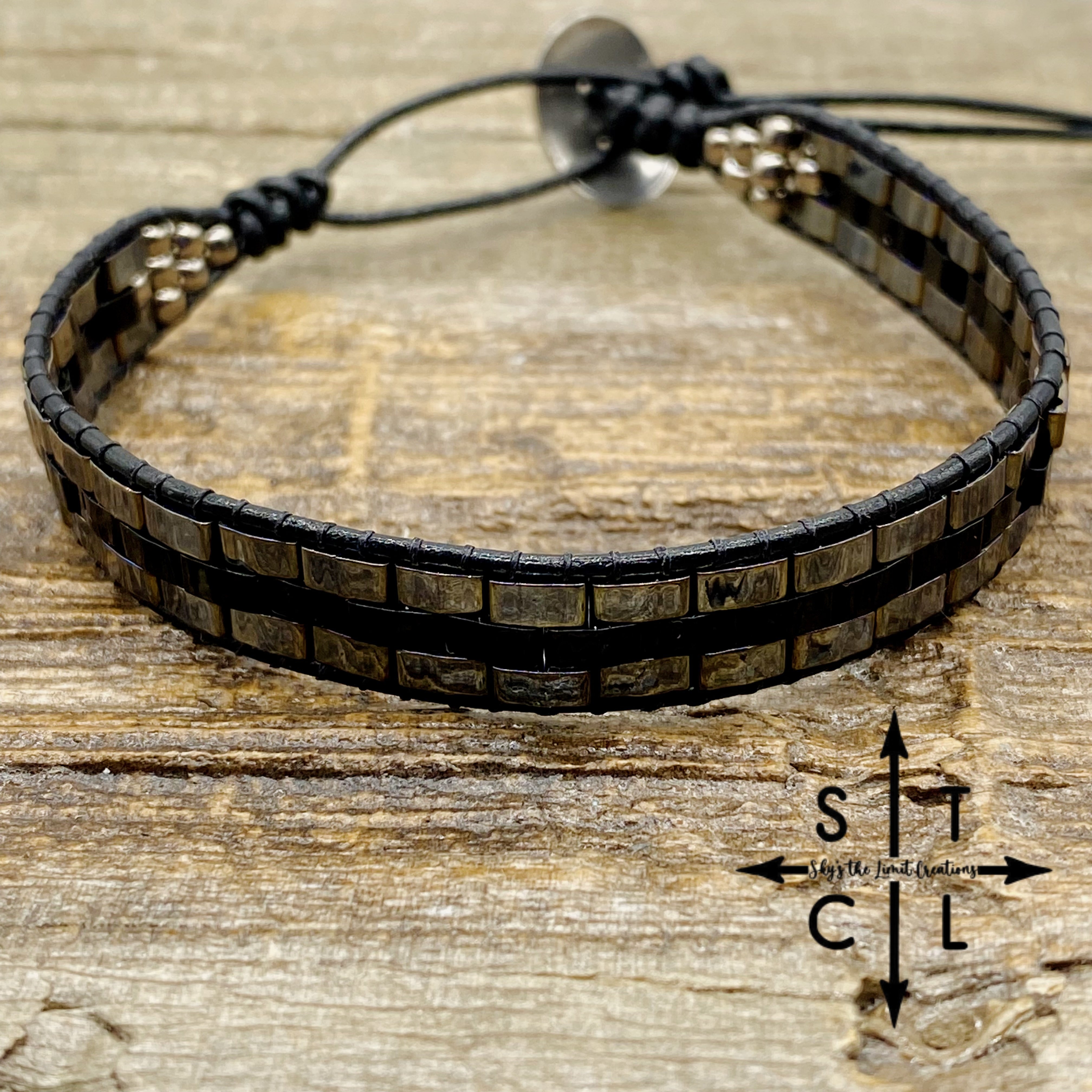 Dark Gun Metal Silver Black Kari Bracelet