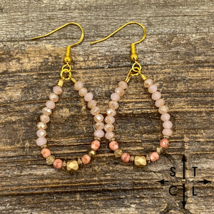 Mini Crystal Teardrop Mix Pink Gold