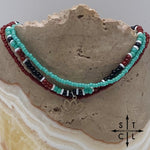 Load image into Gallery viewer, Turquoise Maroon Black White Gold Stretchy Anklet
