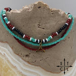 Load image into Gallery viewer, Turquoise Maroon Black White Gold Stretchy Anklet

