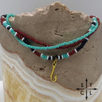 Load image into Gallery viewer, Turquoise Maroon Black White Gold Stretchy Anklet
