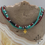 Load image into Gallery viewer, Turquoise Maroon Black White Gold Stretchy Anklet
