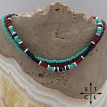 Load image into Gallery viewer, Turquoise Maroon Black White Silver Stretchy Anklet
