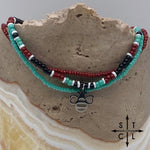 Load image into Gallery viewer, Turquoise Maroon Black White Silver Stretchy Anklet
