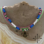 Load image into Gallery viewer, Blue Neon Green Hot Pink Black White Gold Stretchy Anklet
