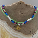 Load image into Gallery viewer, Blue Neon Green Hot Pink Black White Gold Stretchy Anklet
