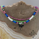 Load image into Gallery viewer, Blue Neon Green Hot Pink Black White Silver Stretchy Anklet
