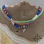 Load image into Gallery viewer, Blue Neon Green Hot Pink Black White Silver Stretchy Anklet
