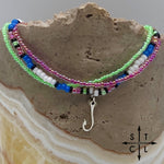 Load image into Gallery viewer, Blue Neon Green Hot Pink Black White Silver Stretchy Anklet
