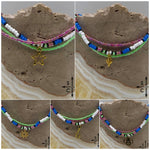 Load image into Gallery viewer, Blue Neon Green Hot Pink Black White Gold Stretchy Anklet
