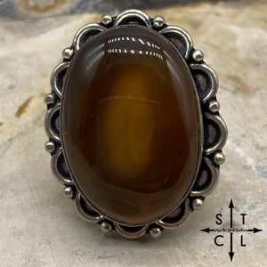 Smoky Quartz Oval Natural Stone Adjustable Ring