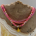 Load image into Gallery viewer, Pink Hot Pink Pearl White Gold Stretchy Anklet
