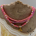Load image into Gallery viewer, Pink Hot Pink Pearl White Gold Stretchy Anklet
