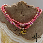 Load image into Gallery viewer, Pink Hot Pink Pearl White Gold Stretchy Anklet
