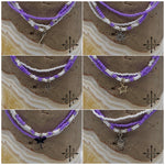 Load image into Gallery viewer, Purple White Silver Stretchy Anklet
