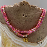 Load image into Gallery viewer, Pink Hot Pink Pearl White Gold Stretchy Anklet
