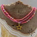 Load image into Gallery viewer, Pink Hot Pink Pearl White Gold Stretchy Anklet
