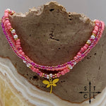 Load image into Gallery viewer, Pink Hot Pink Pearl White Gold Stretchy Anklet
