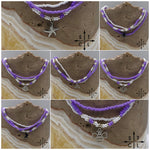 Load image into Gallery viewer, Purple White Silver Stretchy Anklet
