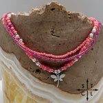 Load image into Gallery viewer, Pink Hot Pink Pearl White Silver Stretchy Anklet
