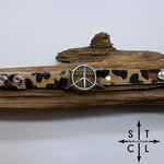 Load image into Gallery viewer, Cheetah Print on Cowhide Peace Bracelet
