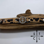 Load image into Gallery viewer, Cheetah Print on Cowhide Peace Bracelet
