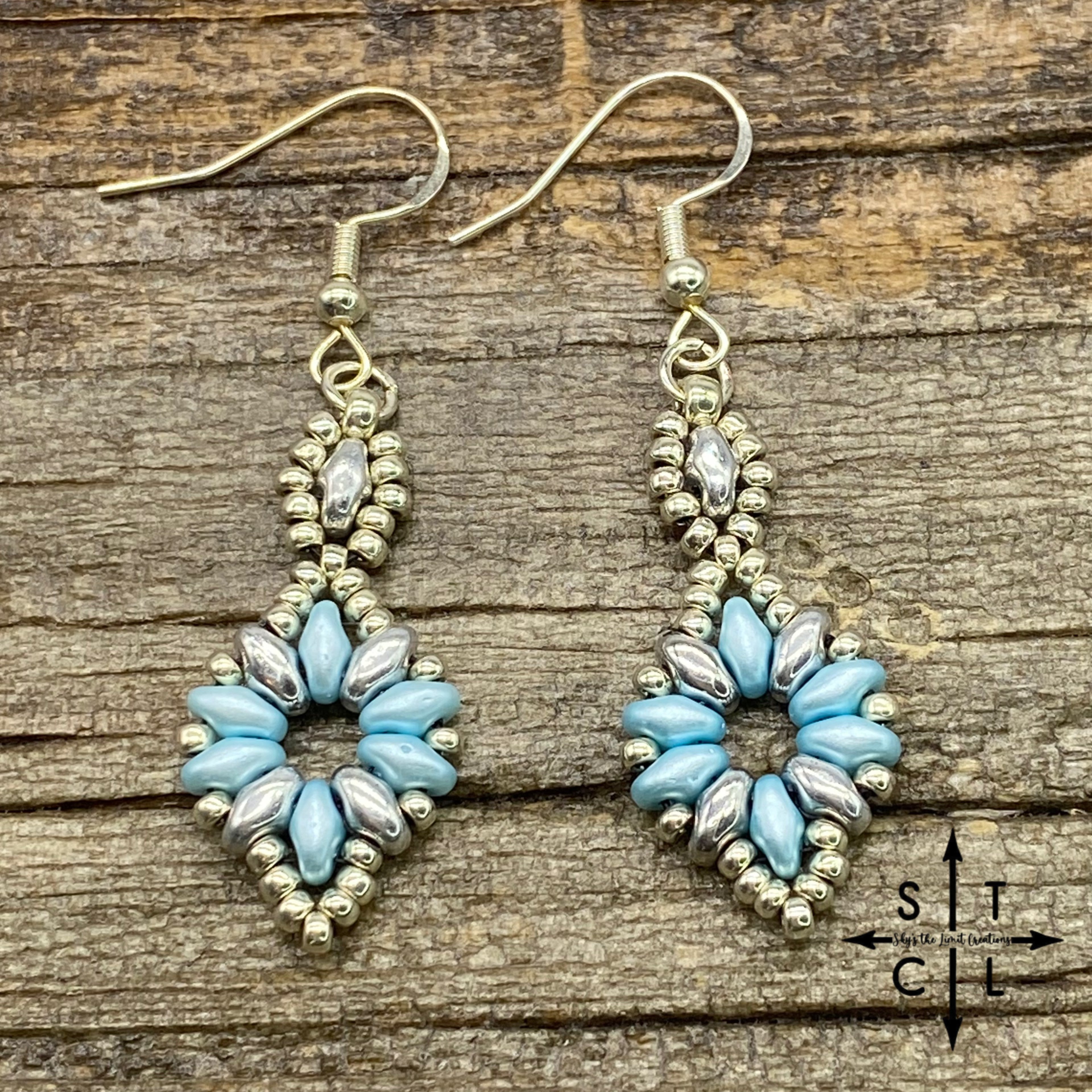 Pearl Light Blue Silver Dallis Earrings