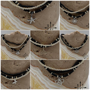 Black Silver Stretchy Anklet