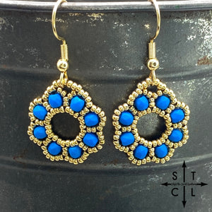 Bright Blue On Gold Amanda Earrings